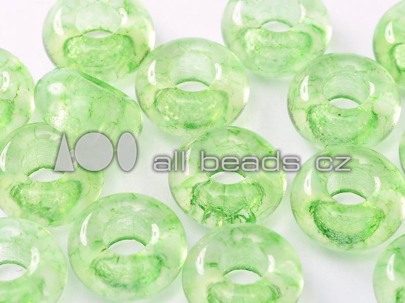 Marbled Green Pearl Coated 12 11 x 9 mm Czech Glass Nugget Beads